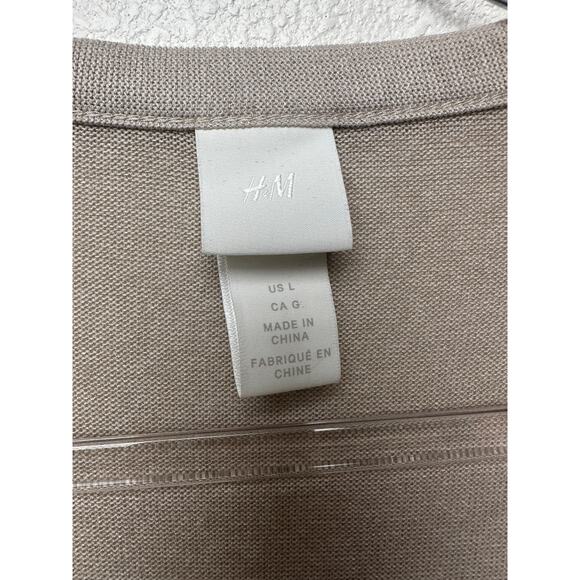 H&M Tan V-Neck Tie-Front Button Cardigan Sweater Women’s L - Picture 7 of 11